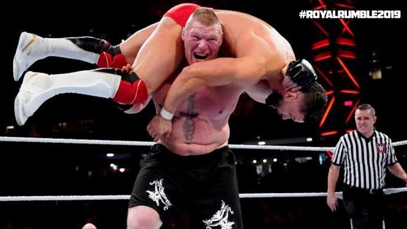 Finn Balor and Brock Lesnar at Royal Rumble 2019