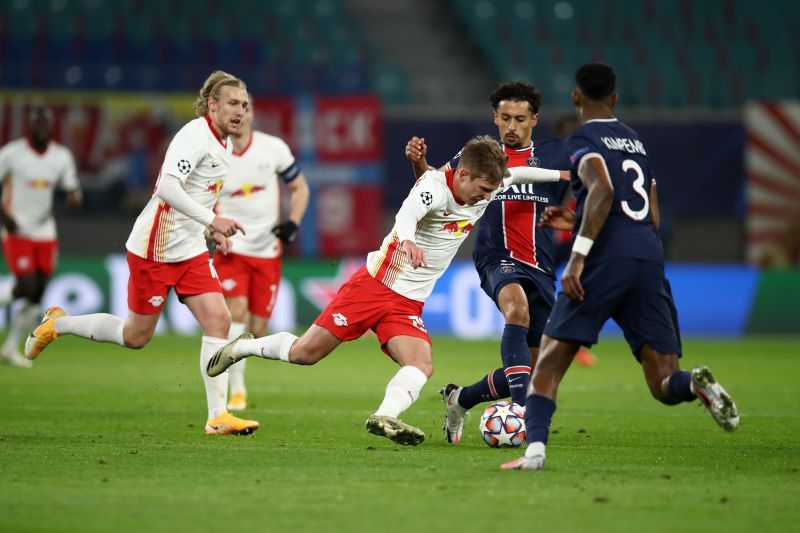 Marquinhos and Kimpembe in action for PSG