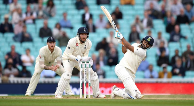Rishabh Pant en route to his first Test hundred at The Oval, England.