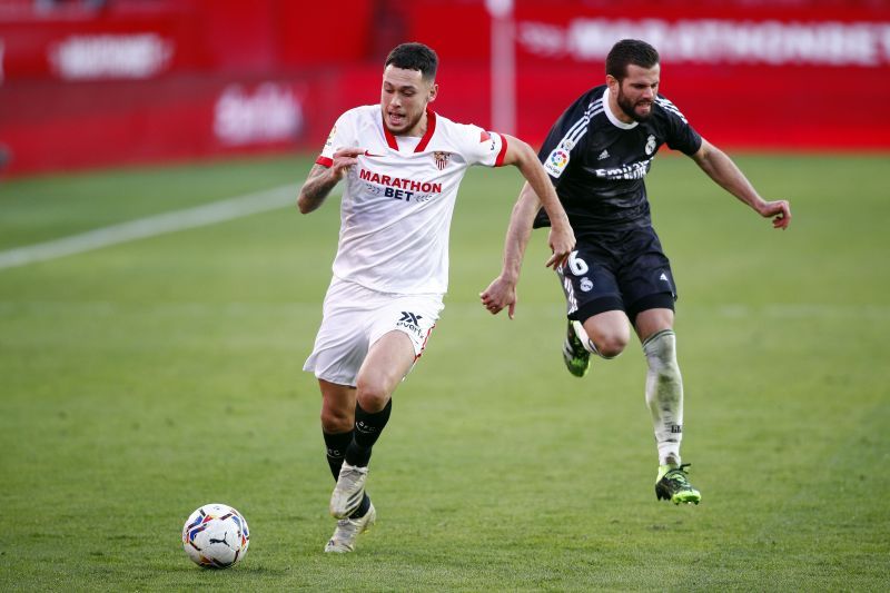 Lucas Ocampos in action against Real Madrid