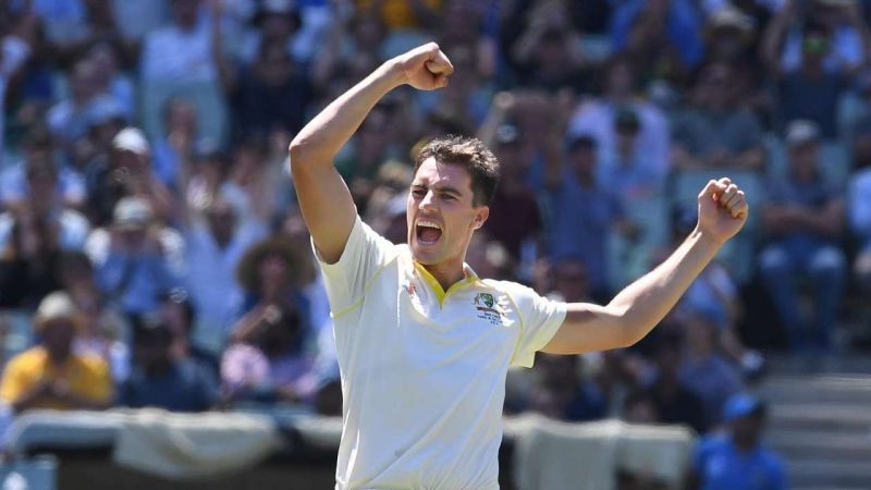 Pat Cummins celebrating after a wicket