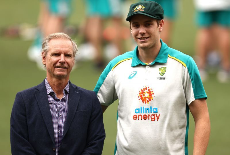 Cameron Green with his father.