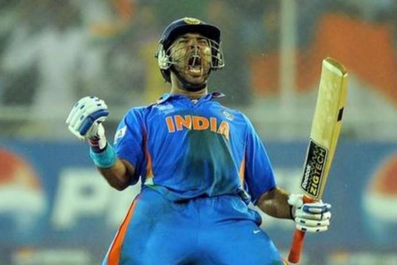 Yuvraj Singh celebrates after 2011 World Cup win against Australia