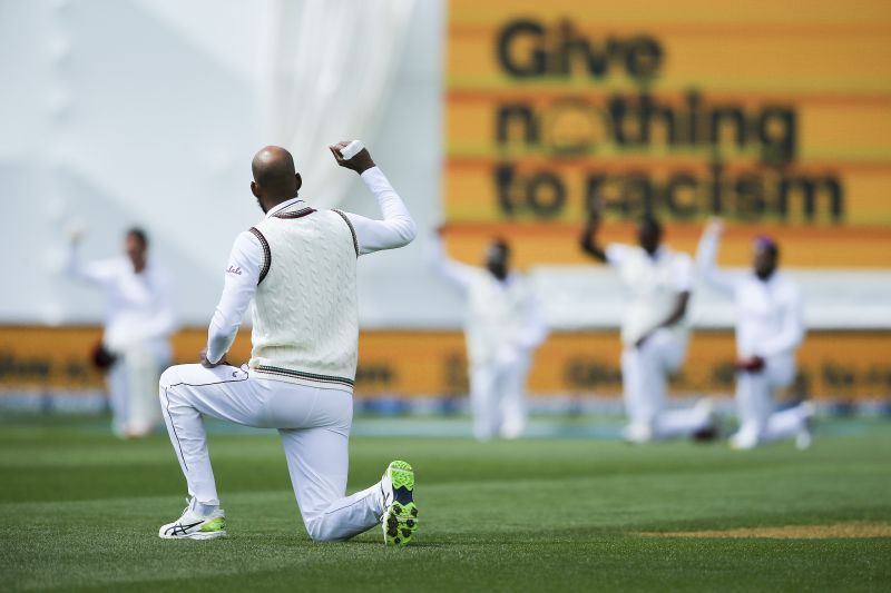 West Indies team taking a knee to support the Black Lives Matters movement