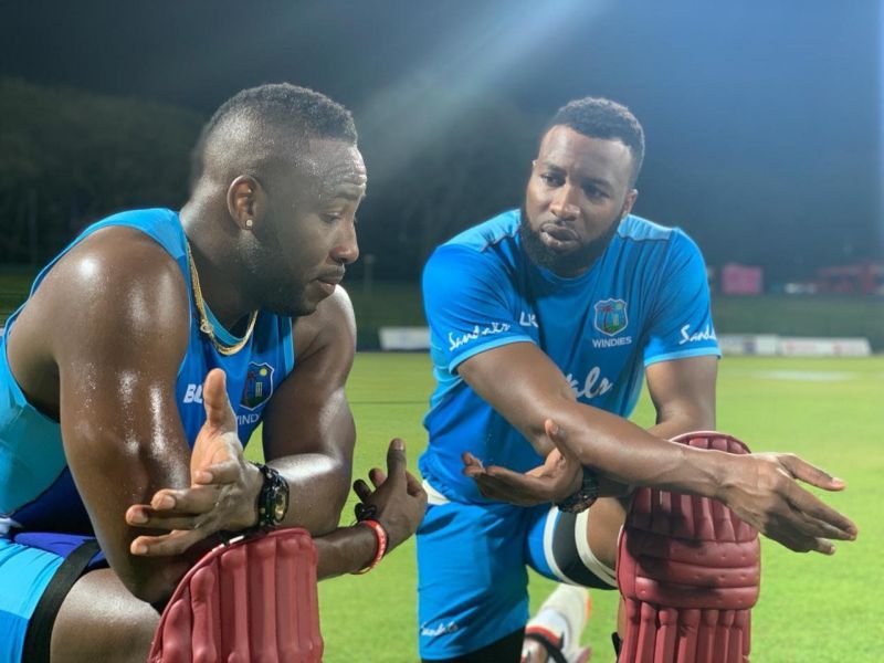 Andre Russell and Kieron Pollard in a conversation