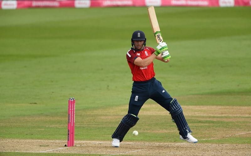 Jos Buttler batting for England.