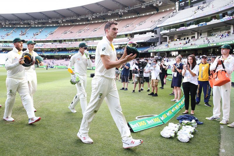 Pat Cummins being clapped off the field in the Melbourne Test against India in 2018-19