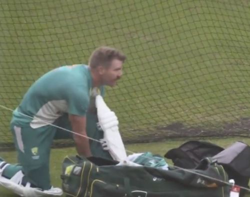 David Warner in the nets. Pic: cricket.com.au/Twitter