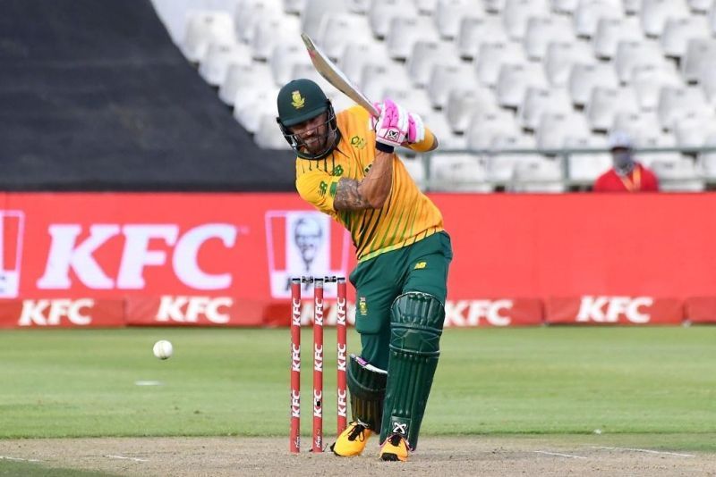 Faf du Plessis in action during the South Africa vs England T20Is (Image Credits: ICC/Twitter)