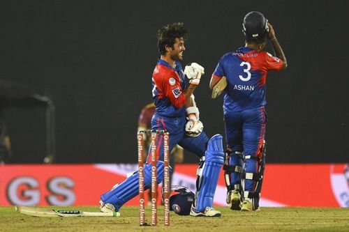 Qais Ahmad celebrates Colombo Kings' victory. Pic: Twitter