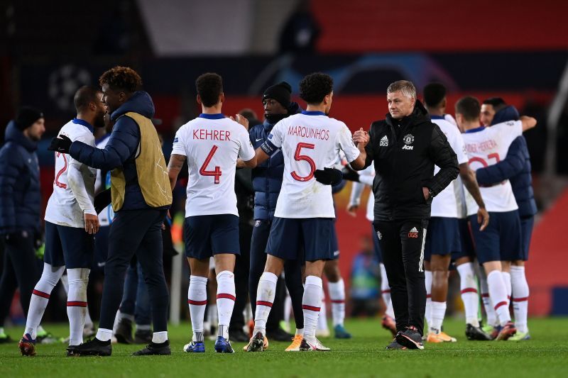 Solskjaer shakes hands with PSG players post-match after a preventable Manchester United defeat