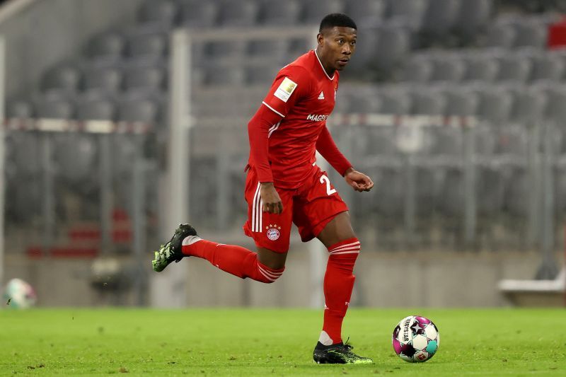 David Alaba of FC Bayern M&uuml;nchen runs with the ball