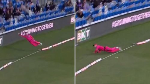 Jordan Silk made an incredible boundary save in the BBL 10 opener