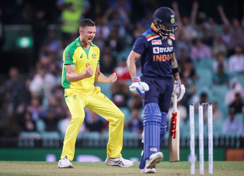 Josh Hazlewood has picked up Virat Kohli's wicket in 4 consecutive ODIs between India and Australia