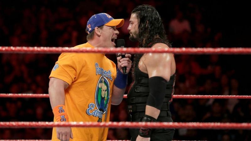 John Cena and Roman Reigns in WWE courtesy of CBS Sports