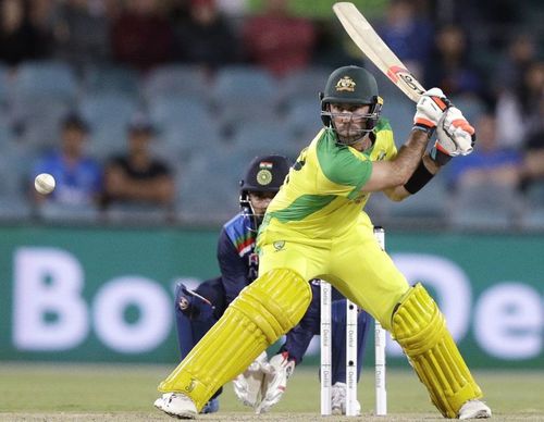 Glenn Maxwell playing a switch hit against India. (wwos.nine.com.au)