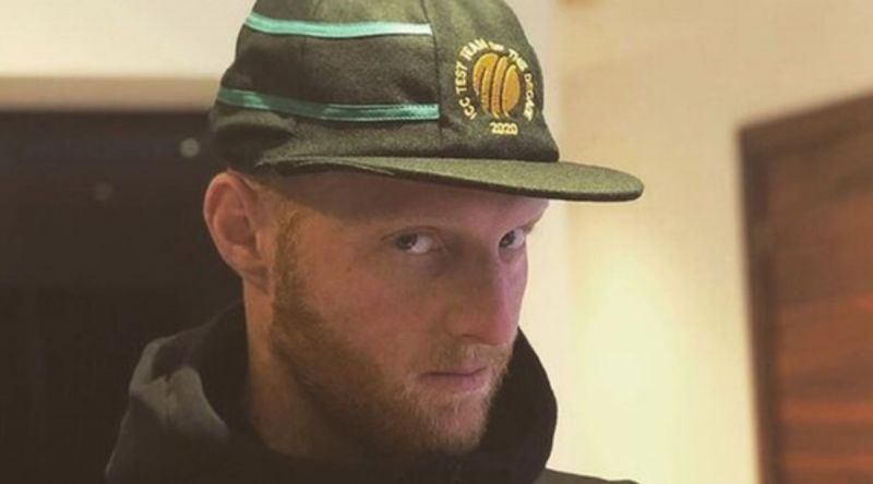 Ben Stokes with the ICC Test Team of the Decade cap
