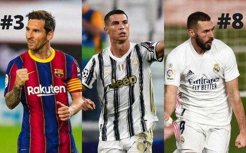 Lionel Messi, Cristiano Ronaldo and Karim Benzema