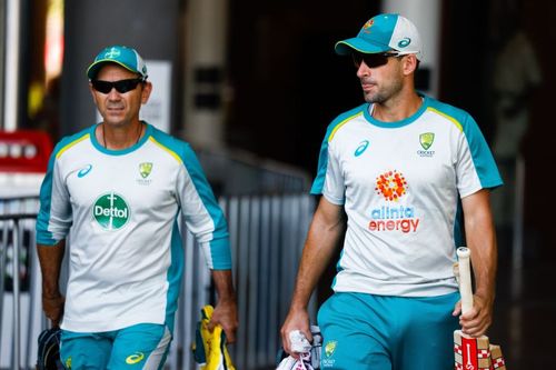 Joe Burns was spotted alongside coach Justin Langer in Australia's latest practice session