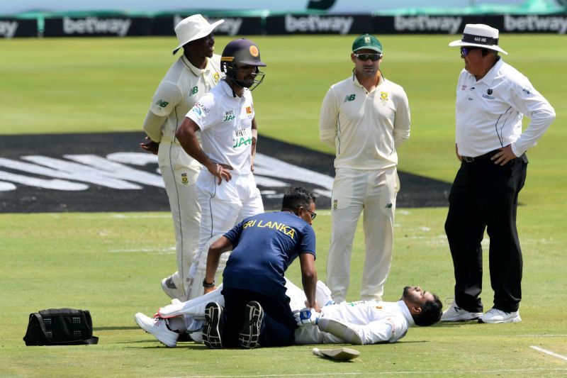 Sri Lanka batsman Dhananjaya de Silva had to go off retired hurt