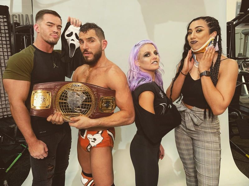 Austin Theory, Johnny Gargano, Candice LeRae and Indi Hartwell