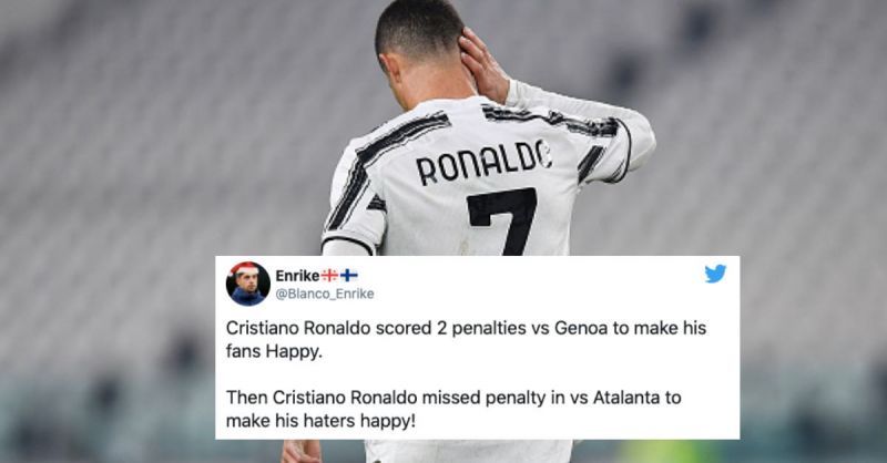 Cristiano Ronaldo failed to score his penalty as Atalanta held them to a 1-1 draw at home