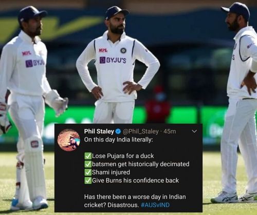 Nothing went in the Indian cricket team's favor on the third day of the pink-ball Test