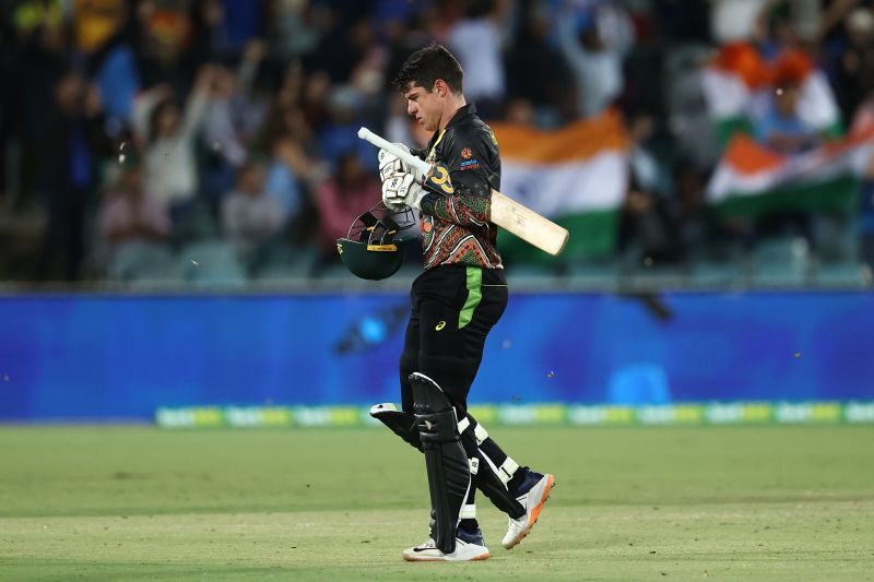 Moises Henriques walking back after scoring an 18-ball 26 in the second T20I
