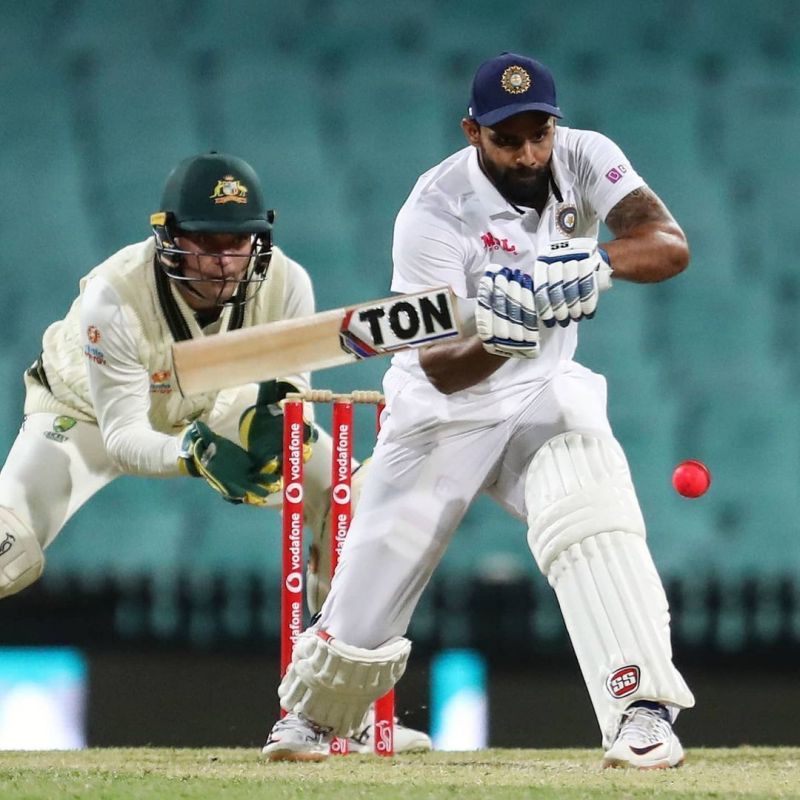 Hanuma Vihari plays a shot during the India vs Australia A game