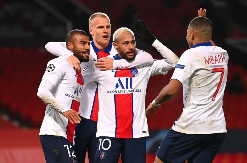 Neymar celebrates his well-worked brace to beat Manchester United as PSG earned an important away win