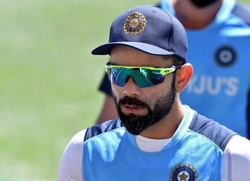 Virat Kohli at a nets session ahead of the first Test against Australia in Adelaide