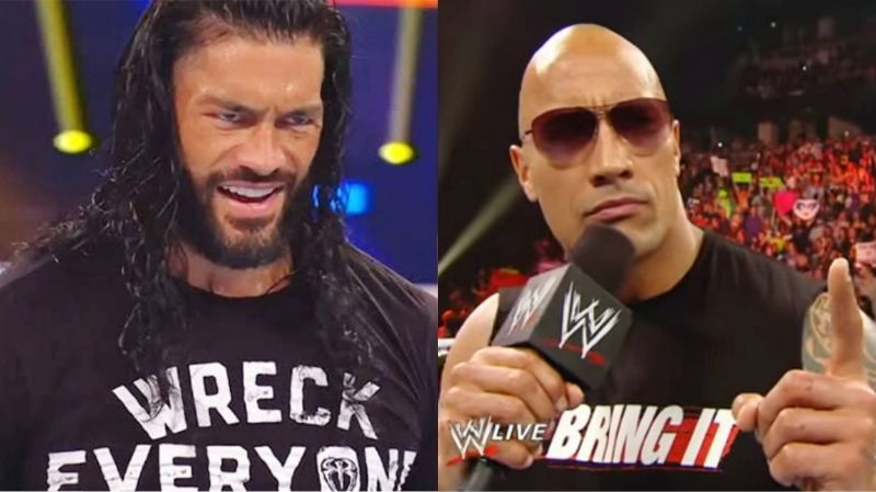 Roman Reigns (left) and The Rock (right)