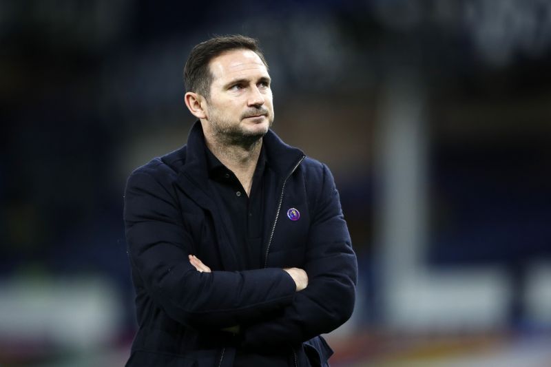 Chelsea manager Frank Lampard looks on