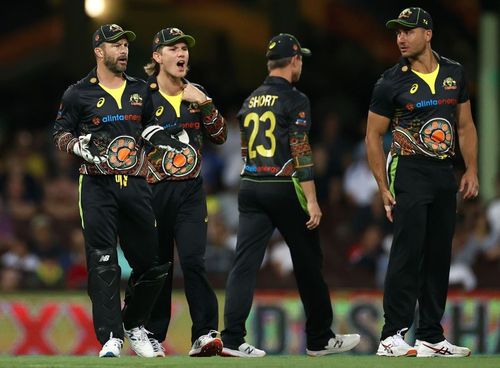 Matthew Wade (extreme left) led by example in the second T20I