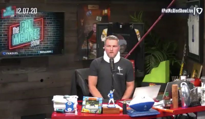 Pat McAfee sported a neck brace on his show