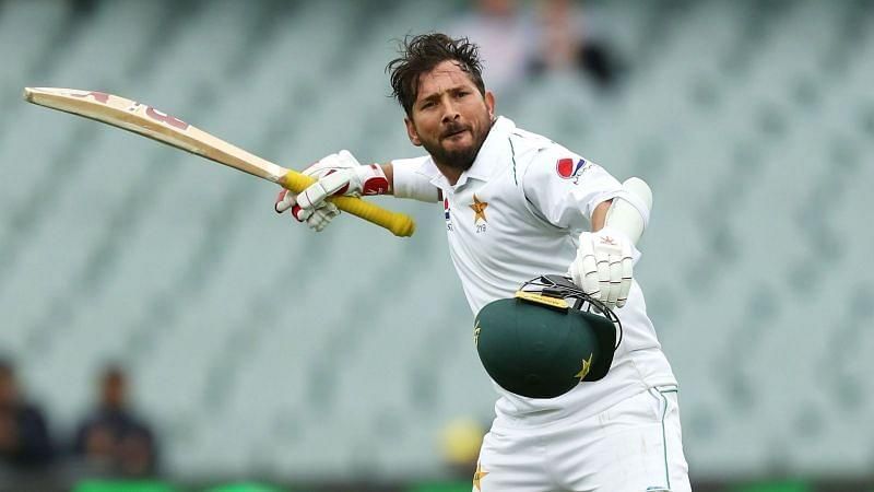 Yasir Shah celebrates his first Test century