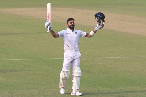 Virat Kohli after smashing a century in India's first pink ball Test