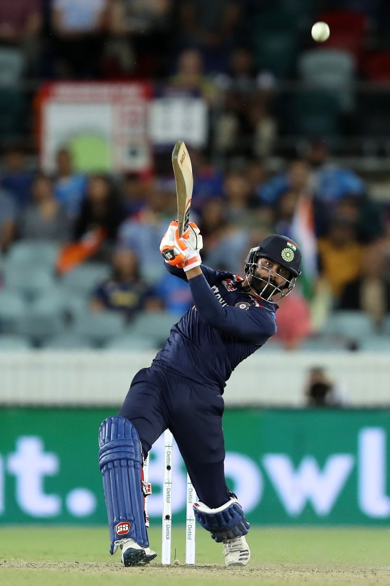 Ravindra Jadeja in action for the Indian team.