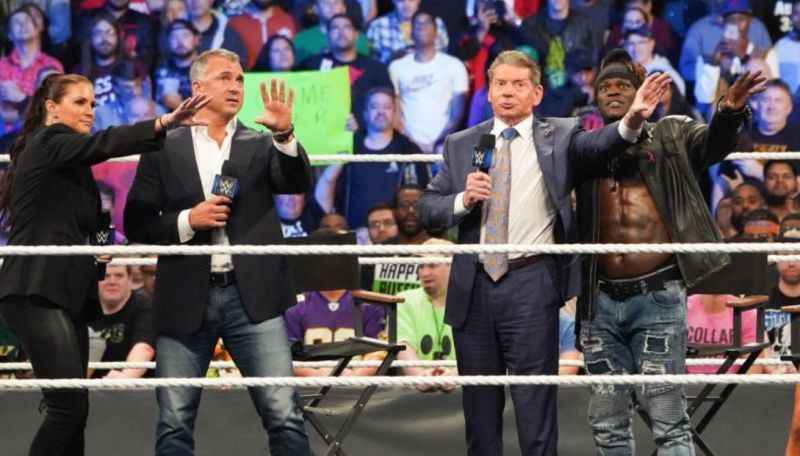 Stephanie McMahon, Shane McMahon, Vince McMahon and R-Truth
