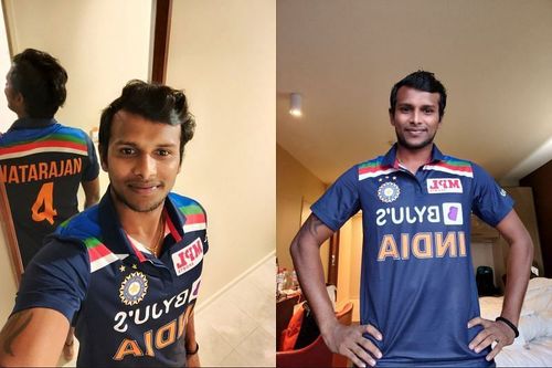 T Natarajan donning the new retro jersey in photos uploaded on social media.