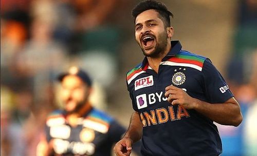 Shardul Thakur in action during the third ODI.