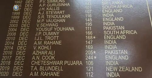 Ajinkya Rahane features on the MCG Honours Board for the second time. Pic: BCCI/ Twitter