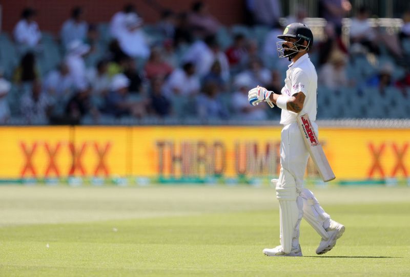 Virat Kohli managed scores of 74 and 4 in the two innings in Adelaide