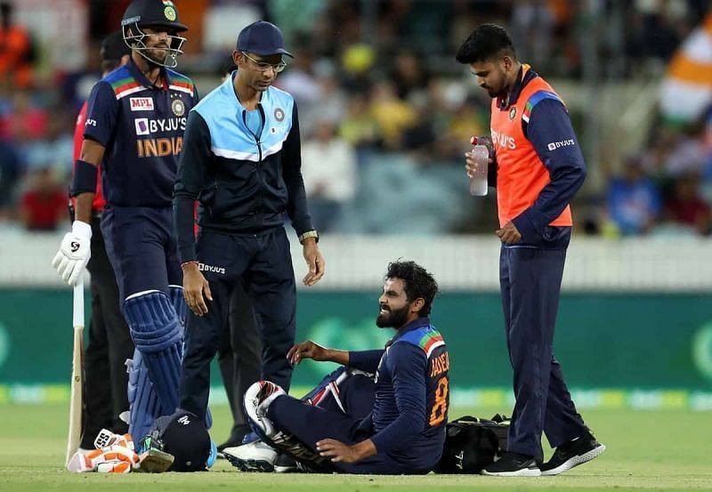 Ravindra Jadeja suffered a double whammy of a hamstring injury and concussion during the first T20I.