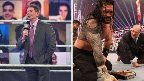 Vince McMahon (left); Roman Reigns (right)