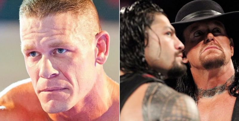 John Cena, Roman Reigns, and The Undertaker