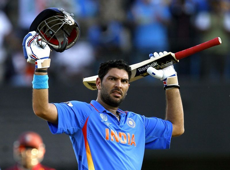 Yuvraj Singh playing for India at the 2011 World Cup.