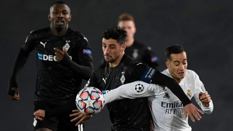 Lars Stindl (centre) really struggled to get going against Real Madrid here (Picture: Pierre-Philippe Marcou / AFP) 