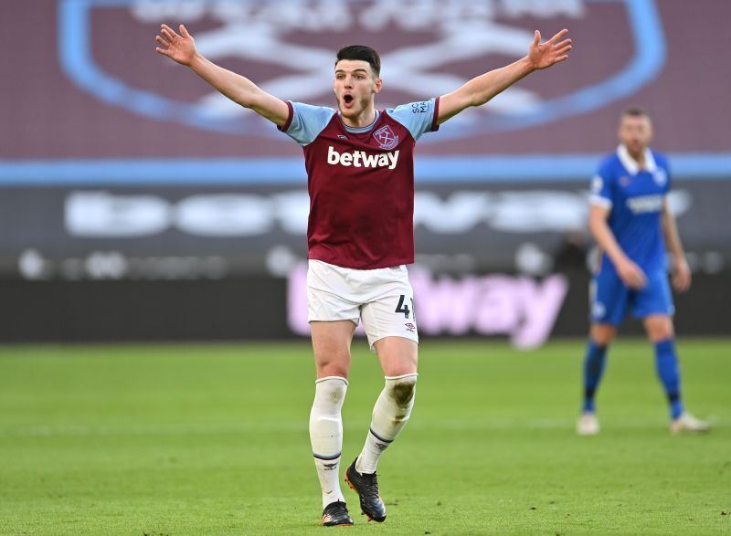 Declan Rice in action for West Ham