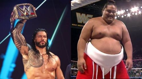 Roman Reigns and WWE Hall of Famer Yokozuna